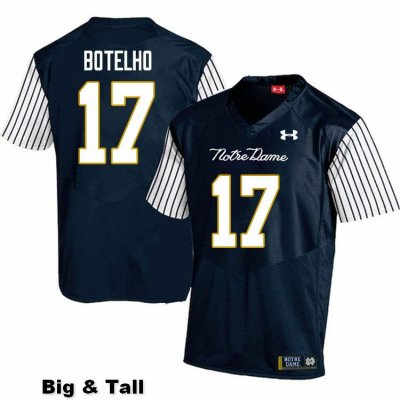 Notre Dame Fighting Irish Men's Jordan Botelho #17 Navy Under Armour Alternate Authentic Stitched Big & Tall College NCAA Football Jersey KPS4799NT